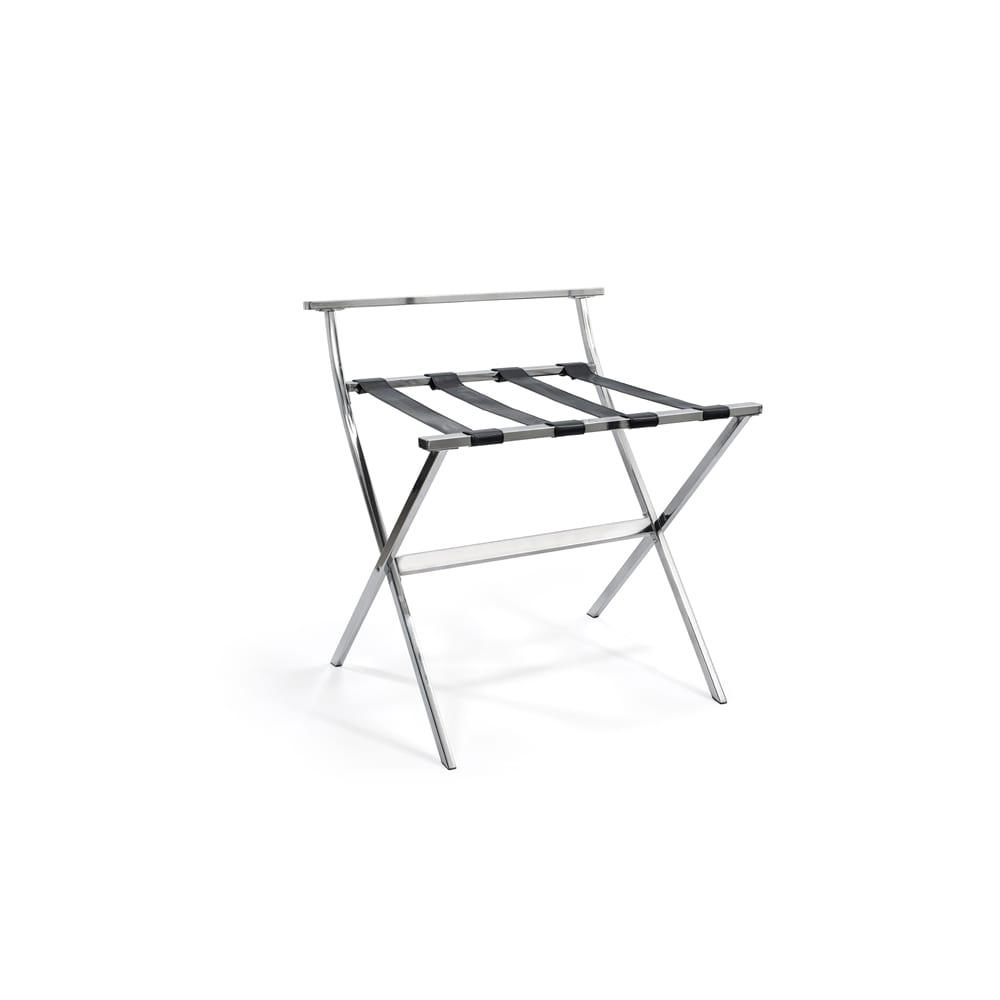 London High Back Luggage Rack, Stainless Steel with Black Straps